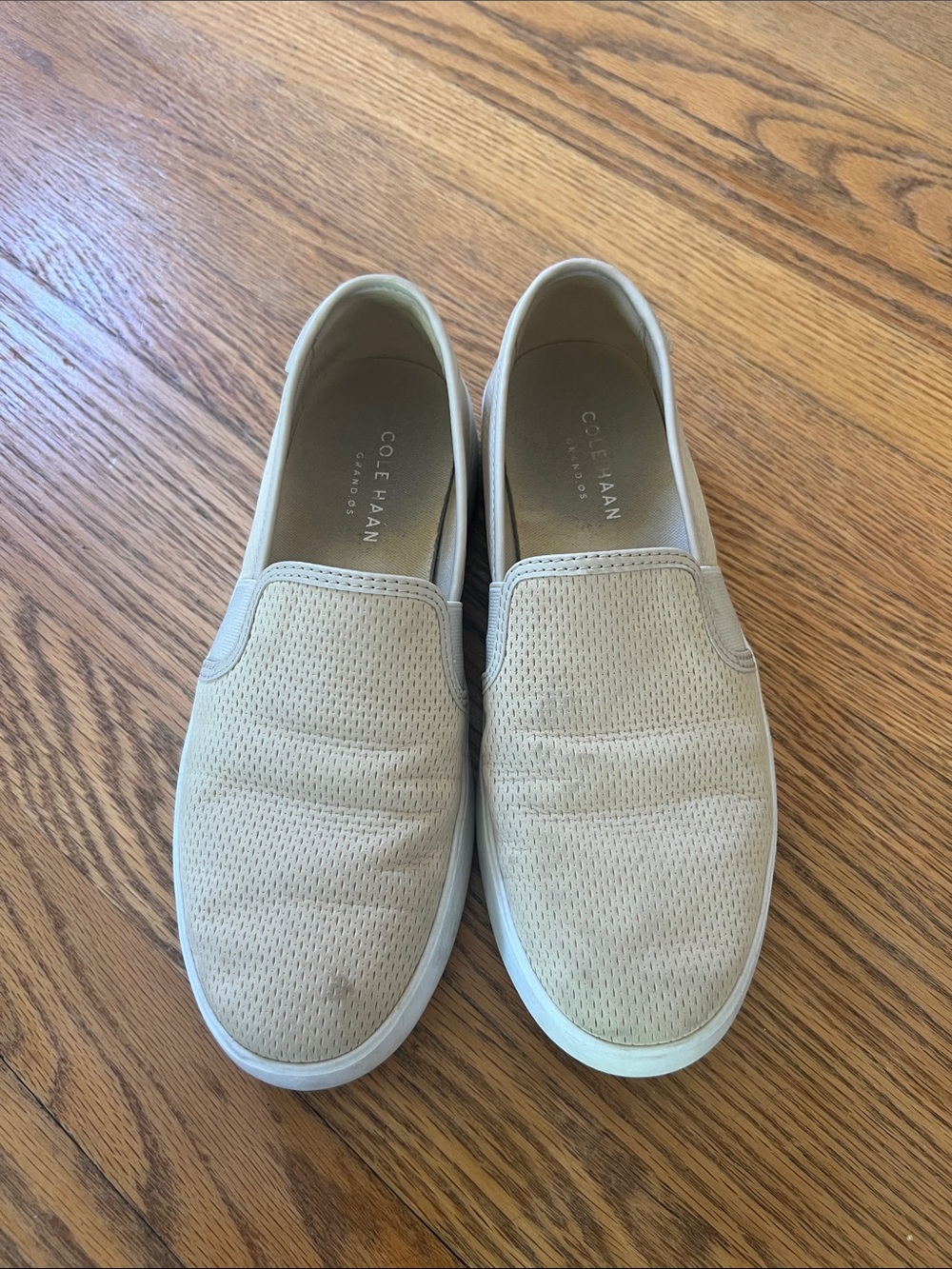 Cole Haan Beige Slip-On Mesh Loafers